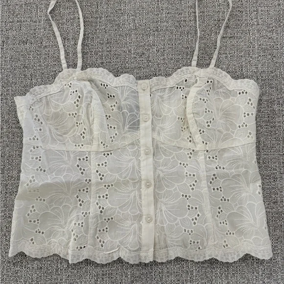 NWOT Mods International Button-down White Lace Camisole Top - Picture 5 of 11